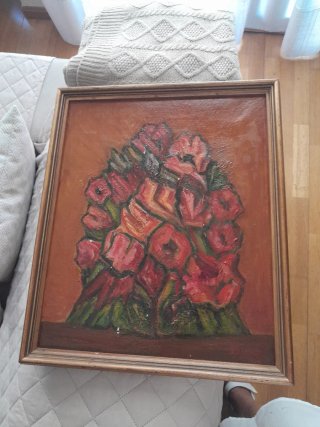 Cuadro al óleo de flores