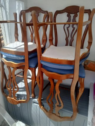 Juego de 4 Sillas de Comedor Madera Tapizadas