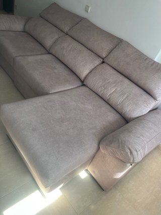 Sofá chaise longue beige/rosa