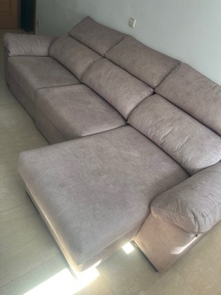 Sofá chaise longue beige/rosa
