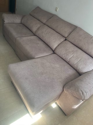 Sofá chaise longue beige/rosa