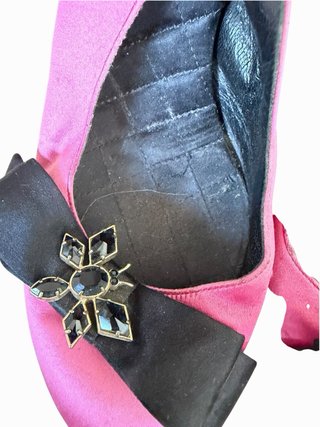 Scarpe D&G Slingback Raso Rosa Fiocco Nero