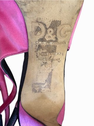 Scarpe D&G Slingback Raso Rosa Fiocco Nero