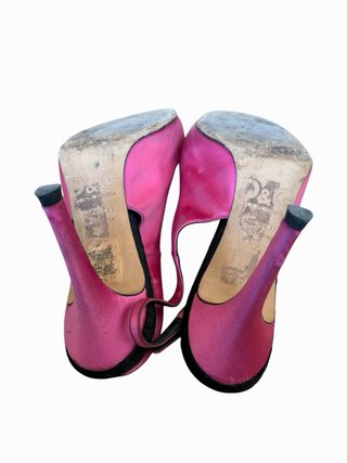 Scarpe D&G Slingback Raso Rosa Fiocco Nero