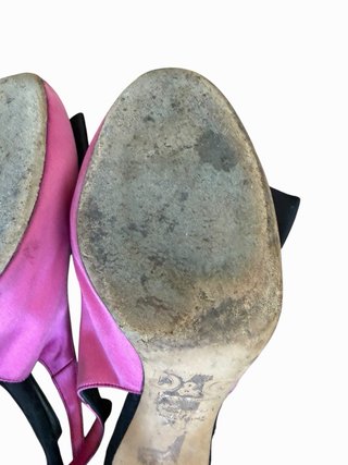 Scarpe D&G Slingback Raso Rosa Fiocco Nero