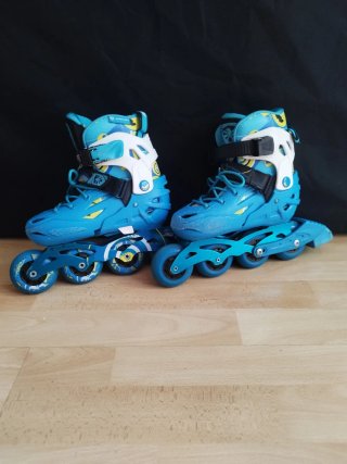 Patines en línea azules para niños+bolsa