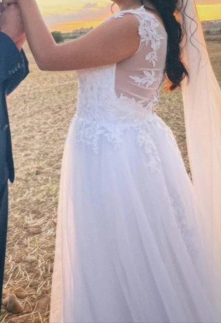Vestido de novia estilo A - Encaje y tul