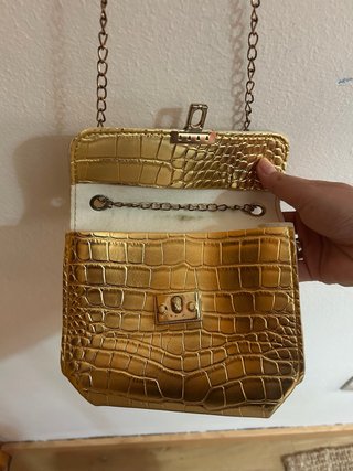 Bolso dorado mini efecto piel cocodrilo