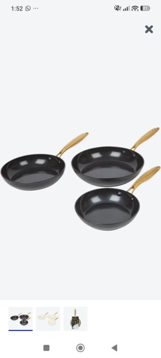 Juego de 3 sartenes cerámica y metal