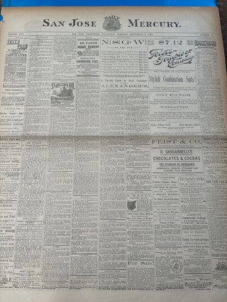 Antico giornale americano 1886