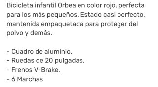 Bici infantil Orbea roja