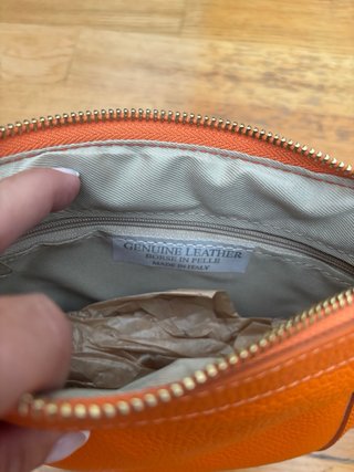 Bolso Piel Italiana Naranja Tachuelas