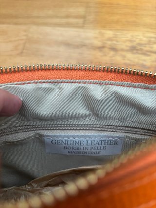 Bolso Piel Italiana Naranja Tachuelas