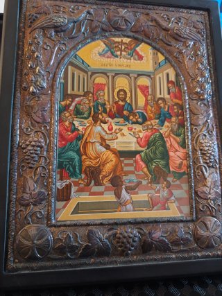 Icono religioso griego, La Última Cena, Plata 950