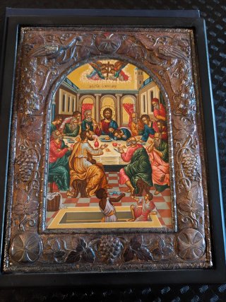 Icono religioso griego, La Última Cena, Plata 950