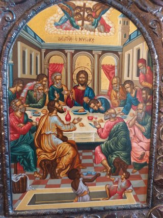 Icono religioso griego, La Última Cena, Plata 950