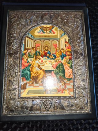 Icono religioso griego, La Última Cena, Plata 950