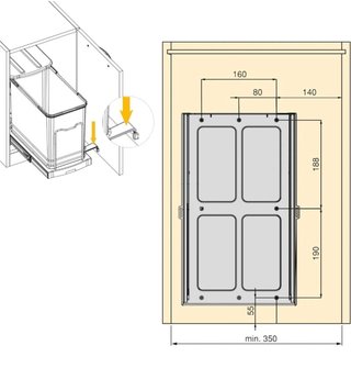 EMUCA - Contenedor de reciclaje para mueble de 24L