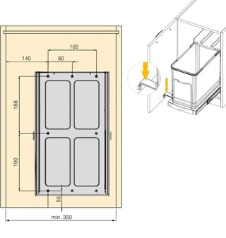 EMUCA - Contenedor de reciclaje para mueble de 24L