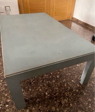 Mesa baja moderna de madera azul gris