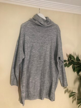 Jersey Maxipulóver Cuello Vuelto Gris Oversize 2XL