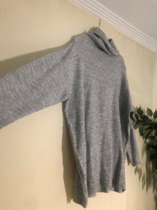 Jersey Maxipulóver Cuello Vuelto Gris Oversize 2XL