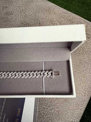 Pulsera Cuban 18K Plata Moissanita VVS1 7.5