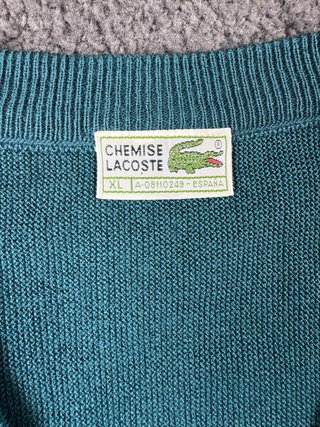 Jersey Lacoste Vintage Chemise XL Verde Azulado