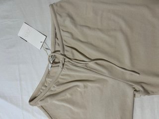 Pantalón Palazzo Zara Ancho Talla L Beige crudo