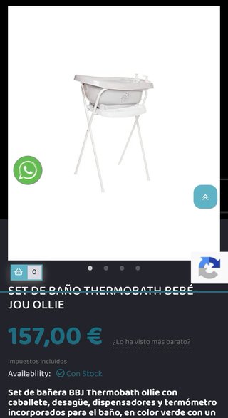 SET BAÑERA THERMOBATH con CABALLETE y SOPORTE BEBE