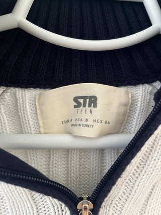Jersey STR corto cremallera blanco y azul