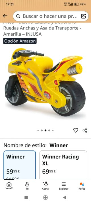 Moto correpasillos amarilla XXL