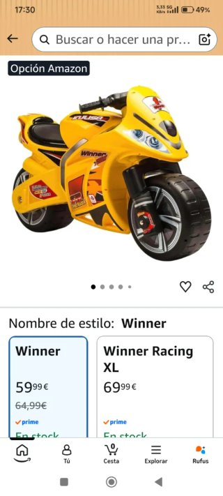 Moto correpasillos amarilla XXL