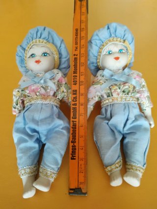 2 Bambole Ceramica Vintage Anni 80 dipinte a mano.