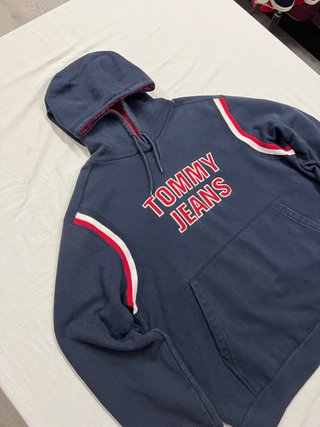 Felpa Vintage Tommy Jeans Spell Out Hoodie Tg L