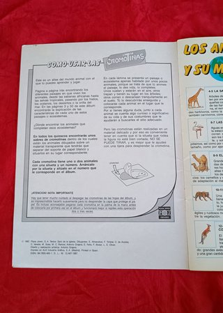 Álbum Cromotinas Los Animales y su Mundo 1987
