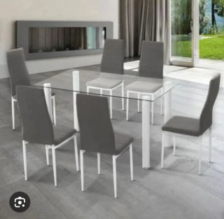 Mesa cristal 6 sillas comedor