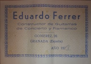Guitarra clásica de concierto Eduardo Ferrer, 1973