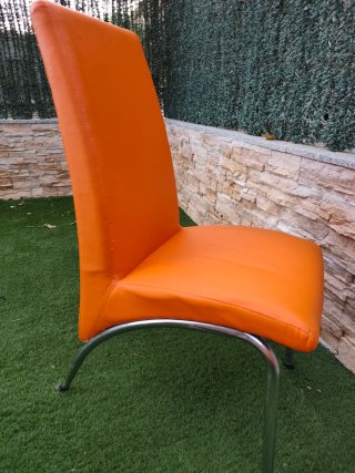 4 Sillas Naranja Polipiel