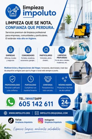 Limpieza impoluto, limpiamos tu casa oficinas