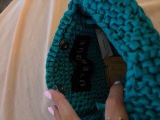 Bolso de mano Uterqüe tejido con pedrería