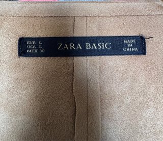 Chaqueta Zara Basic flecos ante marrón Talla L