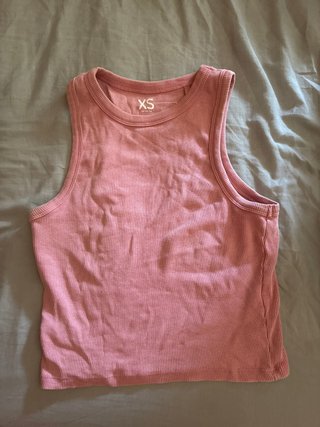 Top rosa canalé XS