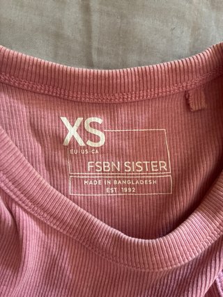 Top rosa canalé XS