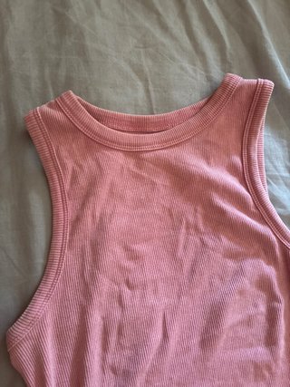 Top rosa canalé XS