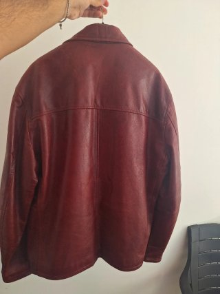 Giacca Pelle Vintage Made in Italy Bordeaux 50 IT