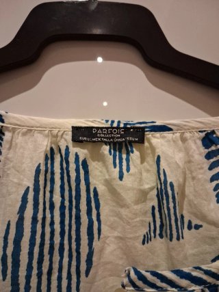Blusa Parfois Estampada Azul y Blanca Talla Única