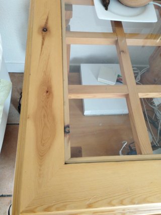 Mesa auxiliar madera y cristal estilo provenzal