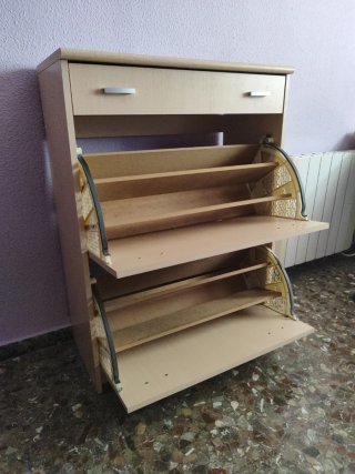 Mueble zapatero recibidor madera roble