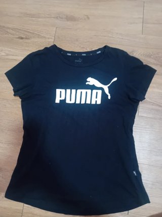 Camiseta Puma Negra Logo Blanco